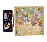 Puzzle in legno - Cornice puzzle educativa, simpatica, sfidante, giocattolo divertente, decorazione educativa, mensola da parete per bambini, casa, aula, famiglia, amici, attività indoor,