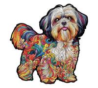 Puzzle in Legno Creativo a Tema Animale con Forma di Cane Design con Bordo Irregolare Misura Piccola Serata di Giochi in Famiglia Decorazione Murale Unica per Appassionati di Puzzle (14.8×21 cm)