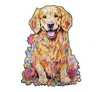 Puzzle in Legno Creativo a Tema Animale con Forma di Cane Design con Bordo Irregolare Misura Piccola Serata di Giochi in Famiglia Decorazione Murale Unica per Appassionati di Puzzle (14.8×21 cm)