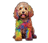 Puzzle in Legno Creativo a Tema Animale con Forma di Cane Design con Bordo Irregolare Misura Piccola Serata di Giochi in Famiglia Decorazione Murale Unica per Appassionati di Puzzle (14.8×21 cm)