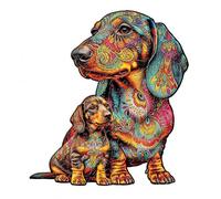 Puzzle in Legno Creativo a Tema Animale con Forma di Cane Design con Bordo Irregolare Misura Piccola Serata di Giochi in Famiglia Decorazione Murale Unica per Appassionati di Puzzle (14.8×21 cm)