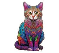 Puzzle in Legno Creativo a Tema Animale con Forma di Gatto Design con Bordo Irregolare Misura Grande Serata di Giochi in Famiglia Decorazione Murale Unica per Appassionati di Puzzle (29.7×42 cm)