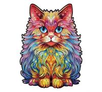 Puzzle in Legno Creativo a Tema Animale con Forma di Gatto Design con Bordo Irregolare Misura Media Serata di Giochi in Famiglia Decorazione Murale Unica per Appassionati di Puzzle (21×29.7 cm)