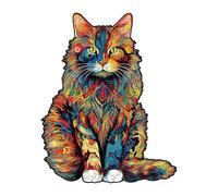 Puzzle in Legno Creativo a Tema Animale con Forma di Gatto Design con Bordo Irregolare Misura Piccola Serata di Giochi in Famiglia Decorazione Murale Unica per Appassionati di Puzzle (14.8×21 cm)