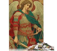 Puzzle in legno creativo da 1000 pezzi raffigurante l'arcangelo Michele con la sua spada e la sua bilancia, per adulti e adolescenti. Gioco stimolante. 1000 pezzi (75 x 50 cm).