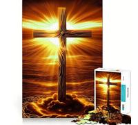 Puzzle in legno "Croce di Sunset" da 1000 pezzi,gioco di logica e allenamento mentale,incastro perfetto,senza spazi vuoti,sfida interattiva per la mente a casa (38x52cm)