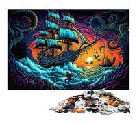 Puzzle in legno da 1000 pezzi a forma di nave pirata per adulti, rompicapo stimolante, giocattolo rilassante per adolescenti, 50x75CM/19,68x29,52 pollici