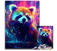 Puzzle in legno da 1000 pezzi a forma di panda rosso neon, rilassante e divertente, perfetto regalo di Natale e decorazione per la casa, 50x75cm/19,68x29,52 pollici