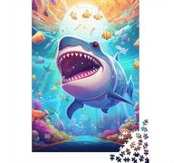 Puzzle in legno da 1000 pezzi a forma di squalo per adulti, puzzle rettangolare creativo, gioco di sfida per l'esercizio del cervello, regali di Natale, 1000 pezzi (75x50 cm)