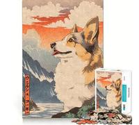 Puzzle in legno da 1000 pezzi con cane Welsh Corgi per adulti,gioco di abilità mentale,taglio laser per un incastro perfetto,attività gratificante per le giornate di pioggia (38x52cm)