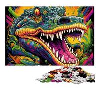 Puzzle in legno da 1000 pezzi con coccodrilli del Nilo colorati, per adulti e adolescenti, ideale come regalo di compleanno e di festa, 50x75CM/19,68x29,52 pollici.