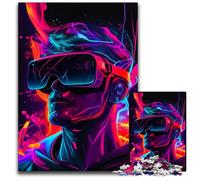 Puzzle in legno da 1000 pezzi con intelligenza artificiale di Neon Man per adolescenti, per serate di giochi in famiglia, idea regalo stimolante per la mente, 50x75CM/19,68x29,52 pollici.