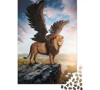 Puzzle in legno da 1000 pezzi con leone alato per adulti, puzzle rettangolare creativo, gioco di sfida per l'esercizio del cervello, regalo di Natale, 1000 pezzi (75x50 cm)