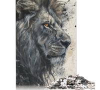 Puzzle in legno da 1000 pezzi con lo sguardo maestoso del leone per adulti, puzzle per adulti e adolescenti dai 12 anni in su, 1000 pezzi (75x50 cm)