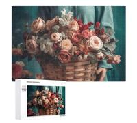 Puzzle in legno da 1000 pezzi, con scritta "Lady Holding A Basket", foto personalizzata, per adulti e amici, idea regalo per matrimonio, compleanno, San Valentino, decorazione per la casa