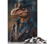 Puzzle in legno da 1000 pezzi, fantastico puzzle steampunk con dinosauro rapace, attività per famiglie, regali di Natale, 1000 pezzi (75x50 cm)