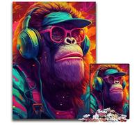Puzzle in legno da 1000 pezzi "Gorilla Hop", decorazione fai da te, sfida per il cervello, per adulti, famiglia, regalo di Natale, 50x75cm/19,68x29,52 pollici