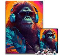 Puzzle in legno da 1000 pezzi "Gorilla Hop" per adulti, perfetto per adolescenti e collezionisti, ideale come decorazione per la casa e regalo da viaggio, 50x75CM/19,68x29,52 pollici.