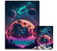 Puzzle in legno da 1000 pezzi "Isola nello spazio", sfida per la mente, regalo perfetto per adolescenti e arredamento per la casa, 50x75cm/19,68x29,52 pollici