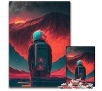 Puzzle in legno da 1000 pezzi "L'astronauta osserva il fuoco" - Sfida del cervello, regalo perfetto per adolescenti e decorazioni per la casa, 50x75CM/19,68x29,52 pollici