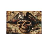 Puzzle in legno da 1000 pezzi, motivo: teschio pirata, mappa del tesoro, per adulti, 75 x 40 cm