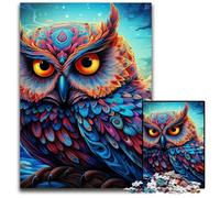 Puzzle in legno da 1000 pezzi per adulti, a forma di gufo colorato, rompicapo stimolante per adolescenti, divertente serata di giochi in famiglia, 50x75CM/19,68x29,52 pollici