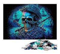 Puzzle in legno da 1000 pezzi per adulti con scheletro pirata, rompicapo impegnativo per adolescenti, divertente serata di giochi in famiglia, 50x75CM/19,68x29,52 pollici