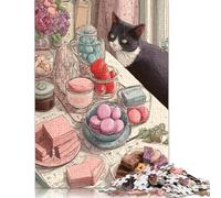 Puzzle in legno da 1000 pezzi per adulti, dolci e amici felini, puzzle quadrato per bambini, giochi per famiglie, regali di Natale, 1000 pezzi (75x50 cm)