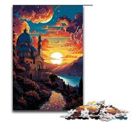 Puzzle in legno da 1000 pezzi per adulti e bambini di Jigsaw Colorful Psychedelia sulla Costiera Amalfitana. Puzzle per adulti. 1000 pezzi (75x50 cm).