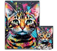 Puzzle in legno da 1000 pezzi per adulti, motivo graffiti Ocelot, ideale come decorazione fai da te e come regalo rompicapo, 50x75CM/19,68x29,52 pollici.