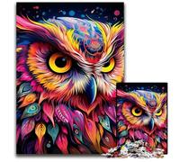 Puzzle in legno da 1000 pezzi per adulti, motivo: gufo rosa, per decorazioni per la casa, allenamento del cervello e regali per le feste, 50x75CM/19,68x29,52 pollici.