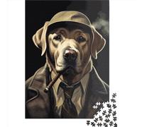 Puzzle in legno da 1000 pezzi per adulti, motivo: Labrador Gangster, puzzle rettangolare creativo, gioco di sfida per l'esercizio del cervello, regalo di Natale, 1000 pezzi (75x50 cm)