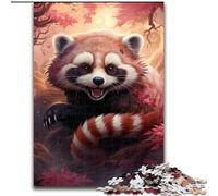 Puzzle in legno da 1000 pezzi per adulti, motivo: Sakura Red Panda. Livello di difficoltà: principiante. Ottimo come regalo di compleanno e per le feste (dimensioni 38x26cm).