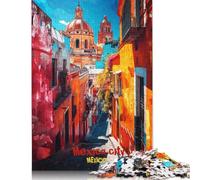 Puzzle in legno da 1000 pezzi per adulti, poster d'arte di Città del Messico, puzzle in legno per esercizi mentali, gioco di intrattenimento, regali, attività per famiglie (38x26 cm)