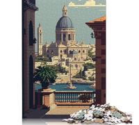 Puzzle in legno da 1000 pezzi per adulti, puzzle quadrato Valletta Pixel Art per bambini, giochi per famiglie, regali di Natale, 1000 pezzi (75x50 cm)