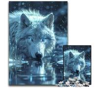 Puzzle in legno da 1000 pezzi per adulti raffigurante un lupo selvatico nella neve perfetti per adolescenti e decorazioni per la casa 1000 pezzi (38x26 cm).