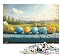 Puzzle in legno da 1000 pezzi per adulti, uova di Pasqua colorate su tavolo in legno, puzzle quadrato per bambini, giochi per famiglie, regali di Natale, 1000 pezzi (75x50 cm)