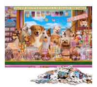 Puzzle in legno da 1000 pezzi per ragazzi, ideale per famiglie, a tema di dolci canini (75 x 50 cm).
