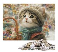 Puzzle in legno da 1000 pezzi Winter Wonderland Kitty-1 Puzzle per attività in famiglia Regali di Natale 1000 pezzi (75x50 cm)
