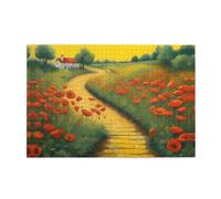 Puzzle in legno da 1000 pezzi WZYWHJ papaveri campo giallo mattone strada stampata per adulti e bambini, perfetto per divertimento in famiglia, sollievo dallo stress