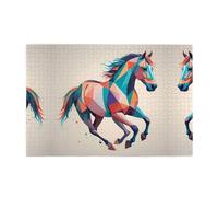 Puzzle in legno da 1000 pezzi WZYWHJ retrò geometrico cavallo immagine modello per adulti e bambini, perfetto per divertimento in famiglia, sollievo dallo stress