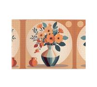 Puzzle in legno da 1000 pezzi WZYWHJ retrò geometrico composizione floreale immagine per adulti e bambini, perfetto per divertimento in famiglia, sollievo dallo stress