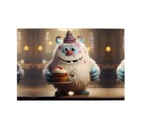 Puzzle in legno da 1000 pezzi WZYWHJ The Little Monster Holding the Cake stampato per adulti e bambini, perfetto per divertimento in famiglia, sollievo dallo stress