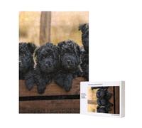 Puzzle in legno da 300 pezzi con cuccioli di cani neri e scimmie della famiglia Affenpinscher per il divertimento di tutta la famiglia.