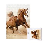 Puzzle in legno da 300 pezzi con cuccioli di cavalli e due corse per il divertimento di tutta la famiglia.