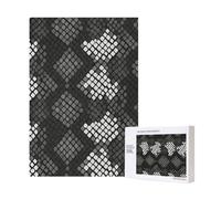 Puzzle in legno da 300 pezzi con motivo a pelle di serpente, nero, grigio e bianco, per il divertimento di tutta la famiglia.