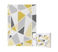 Puzzle in legno da 300 pezzi con motivo geometrico giallo e grigio per il divertimento di tutta la famiglia.