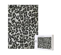 Puzzle in legno da 300 pezzi con motivo leopardato grigio e nero per il divertimento di tutta la famiglia.