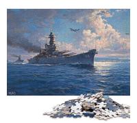 Puzzle in legno da 300 pezzi con nave da guerra in mare e aerei, per adulti, gioco educativo, sfida, giocattolo, regali per la vigilia di Natale, 300 pezzi (40x28 cm)