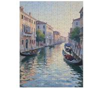 Puzzle in legno da 35/70/120/200/300/500/1000 pezzi per adulti - Puzzle verticale artistico del canale di Venezia - Legno di pioppo di alta qualità con partizione per lettere - Decorazione murale fai